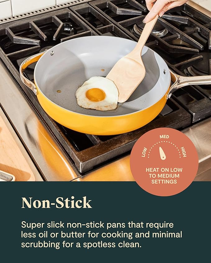 Caraway Deluxe Non-stick Ceramic Cookware Set (16 Piece) Pots, Frying Pans, Lids and Kitchen Storage - PFAS & PFOA Free - Oven Safe Pan Set & Compatible with All Stovetops - Gray