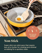 Caraway Deluxe Nonstick Ceramic Cookware Set (16 Piece) Pots, Frying Pans, Lids and Kitchen Storage - PFAS & PFOA Free - Oven Safe Ceramic Pan Set & Compatible with All Stovetops - Marigold