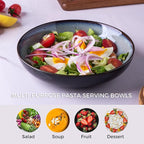 LERATIO Pasta Bowls,Ceramic 38oz Pasta Bowls,9.0" Reactive Glaze Pasta Bowl Set of 4,Microwave & Dishwasher,Oven Safe,Large Wide Serving Bowls for Salad, Dessert, Pizza, Fruit,Gray White