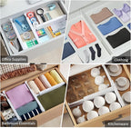 5 Pack Drawer Dividers 3.1" Slim Height Drawer Separators, Non-Slip Plastic Drawer Organizers Expandable 10.6"-17.7" for Shallow Drawers,Kitchen & Clothes Storage, Adjustable Office Drawer Divider