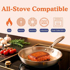 Ziruma Non-Toxic 11" Surgical Grade Stainless Steel Frying Pan, Fully Clad for Fast & Even Heat, PFOA-Free, Induction Compatible, Oven Safe to 500°F