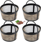 Maxdot 4 Packs Reusable Coffee Filters 4-5 Cup Replacement Mesh with Handle 2.8 x 3.1 x 2 Reusable Filter Basket Compatible with Mr. Coffee Most Coffeemakers Brewers Universa (Stainless Steel,Gold)