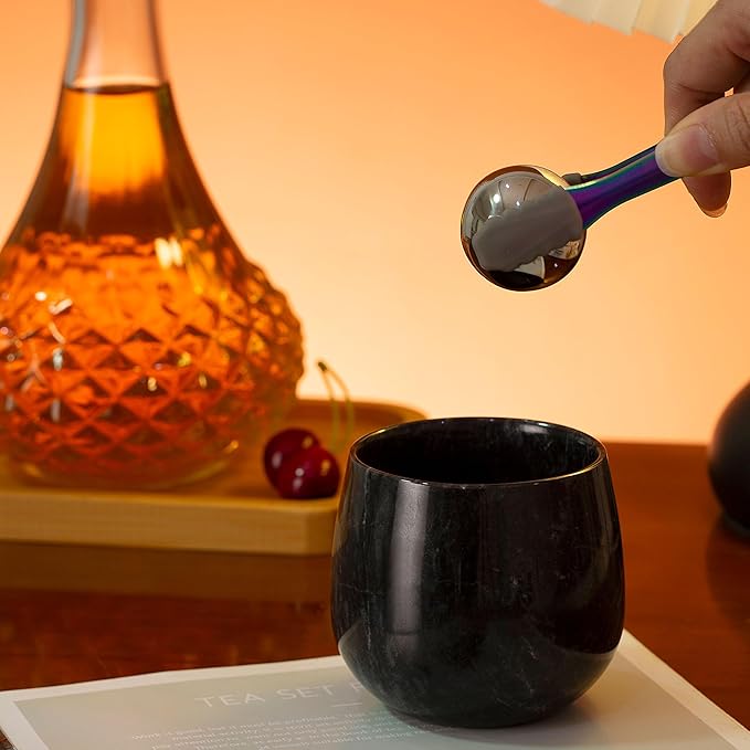 Large Marble Whiskey Glasses, Bourbon Gifts for Men, Old Fashioned Bourbon Drinking Glass Freezable, Christmas, Anniversary, Birthday Gifts (Black plus)