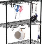 4 Pcs Accessory Hooks for Wire Shelving with Rubber Cover Heavy Duty Metal Hooks for Hanging Kitchen Utensils Wire Shelf Accessories Room Organization (Black)