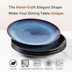 LERATIO Ceramic Dinner Plates Set of 6, 10.5 Inch Handmade Reactive Glaze Porcelain Plates, Coupe Shape Dinnerware Dishes Set for Kitchen,Oven& Microwave & Dishwasher Safe, Scratch Resistant-Blue