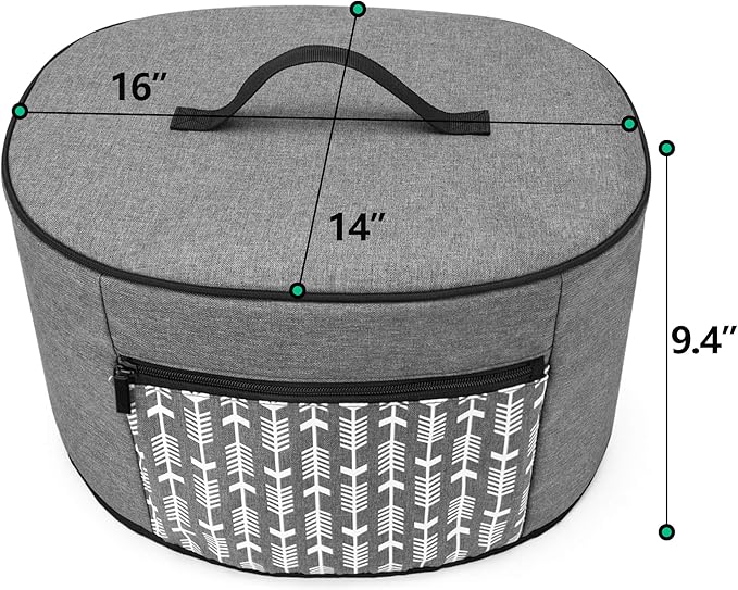 YARWO Slow Cooker Dust Cover Compatible for Crock Pot and Hamilton Beach 6-8 qt Slow Cooker, Dust Free Cover with Zipper Pocket and Wipe Clean Liner, Gray with Arrow