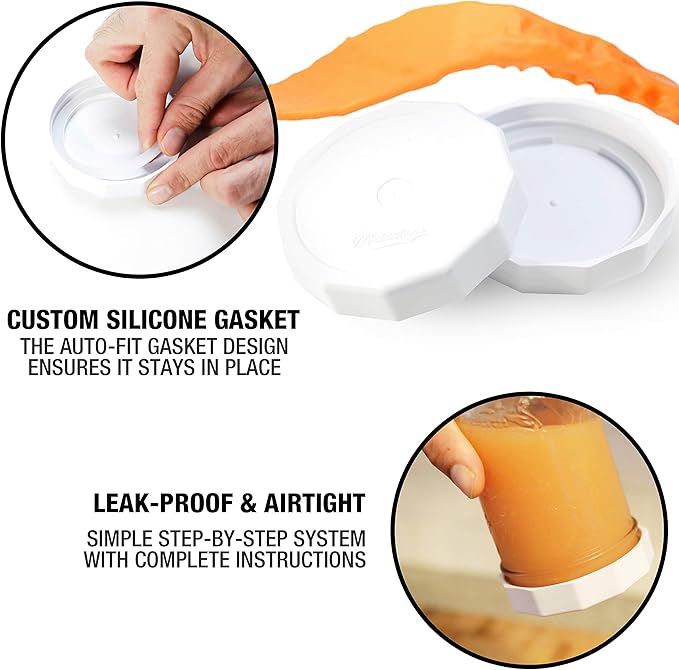 Masontops Tough Tops - Regular Mouth Mason Jar Lid - White - BPA-Free Plastic Screw Caps - Durable Reusable Jar Covers