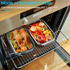 NUTRIUPS 2 QT Rectangular Glass Casserole Dish With Lid, (10×7.5in) Glass Casserole Dish for Oven