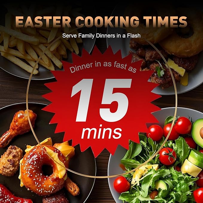 Stainless Steel Air Fryer Ceramic Coat Basket Non Toxic Metal Cavity 6 QT Compact for 2-3 PAX, DAYBEST Dual Heats Airfryer 450°F 12 in 1, Dishwasher Safed Pot, Plate, Rack & Liner (Stainless Steel)