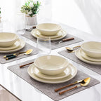 AmorArc Ceramic Dinnerware Sets,Handmade Reactive Glaze Plates and Bowls Sets,Highly Chip and Crack Resistant | Dishwasher & Microwave Safe Dishes Set, Service for 4 (12pc)