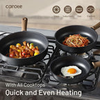 CAROTE Non Stick Frying Pans, 9.5" Nonstick Skillet Titanium Frying Pan Chef's Pan, Titanium Lightweight, Stay-cool Handle, Compatible with All Stoves, Black