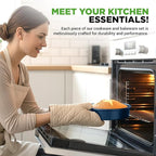 NutriChef Professional 20 Pc Kitchen Set in Navy Blue - Durable Non-Stick Pots and Pans with Bakeware, Compatible with Any Cooktop, Easy Clean