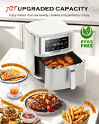 Nuwave Brio Plus 6-in-1 Air Fryer, 7-Qt Large Capacity, 50°F–400°F Precise Temp Control, Non-Toxic PFAS-Free Nonstick, Air Fry, Bake, Roast, Toast, Dehydrate, Reheat, 100 Presets, Dishwasher Safe