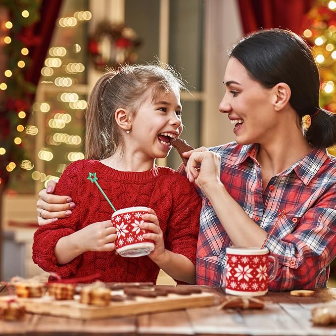 Mudder 100 Pieces 9.1 Inch Christmas Swizzle Sticks Cocktail Stirrers Plastic for Bar Disposible Plastic Star Top Crystal Swizzle Sticks for Christmas Party(Two Colors)