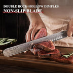 Sunnecko 12 Inch Carving Knife,Ultra Sharp High Carbon German Stainless Steel Brisket Slicing Knife for BBQ, Roasts, Turkey
