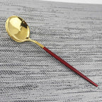 Gugrida 40-Piece Silverware Set 304 Stainless Steel Reusable Utensils Forks Spoons Knives Set, Mirror Polished Cutlery Flatware Set, Great for Family Gatherings & Daily Use (Service for 10, Red Gold)