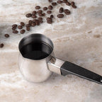 Fino Stainless Steel Turkish Coffee Pot - Professional 18/8 Warmer for Stovetop Coffee, Milk, Tea, Hot Chocolate - Delicious Daily Beverages - 6-Ounce