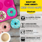 Anaeat 3 Pack Donut Pan Silicone Baking Mold, Just Pop Out! Non-Stick Doughnuts Baking Pans BPA Free for 6 Full-Size Donuts, Muffin, Cake Biscuit Bagels - Oven & Dishwasher Safe (Multicolor)