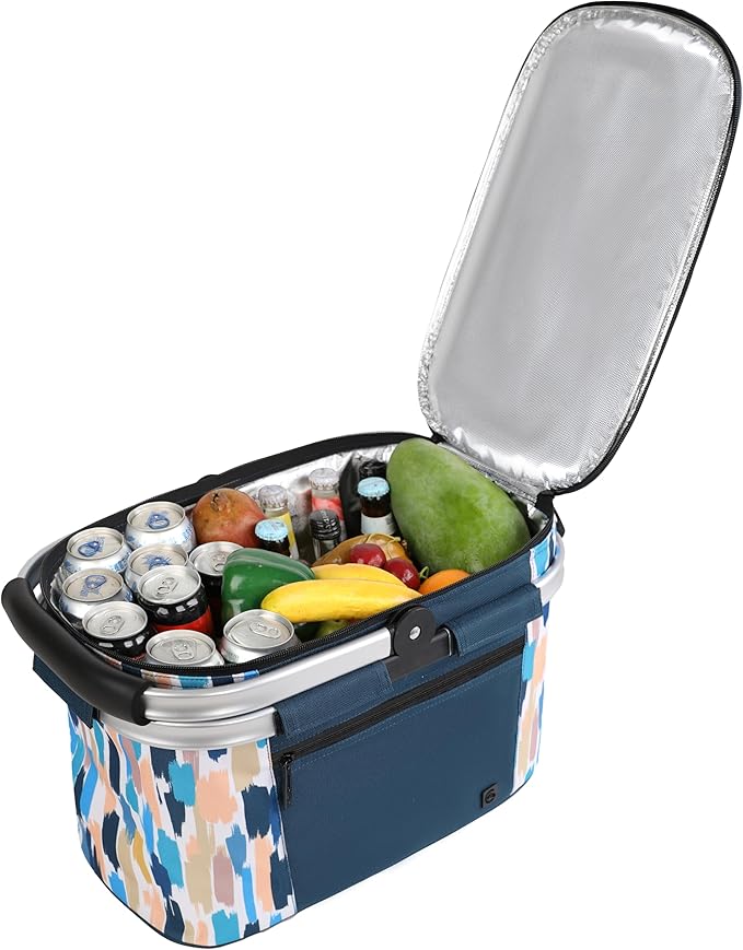 ALLCAMP Insulated Cooler Bag Portable Collapsible Picnic Basket Cooler with Sewn in Frame (Medium Graffiti Pattern)