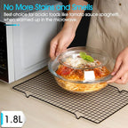 Mini-9 inch (60 OZ) Round Glass Casserole Dish With Lid, Round Oven Safe Glass Bakeware with Handles （1.9 QT）