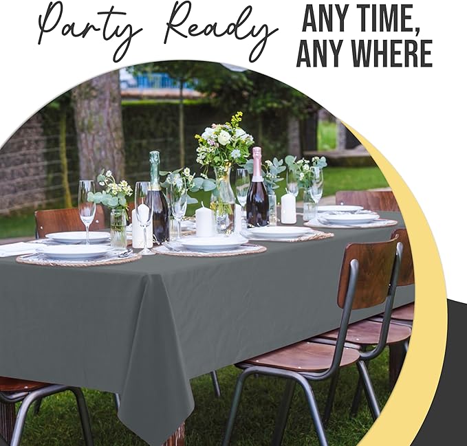 Exquisite 66% Thicker Premium Plastic Table Cloth Rectangle Table Cover 0.5 Mil 6 Pack Silver Table Cloth 54 Inch x 108 Inch Disposable Tablecloth Won't Tear Easily Like Cheap Thin Brands