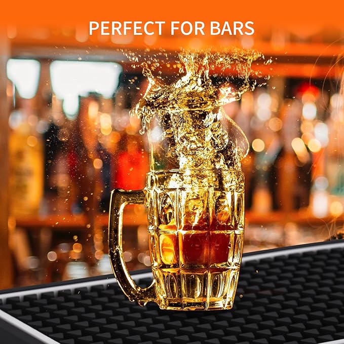 Bar Mat for Cocktail and Coffee Bar 6" x 12" Rubber Bar Service Spill Mat for Cocktail Bartender Coffee Bar or Countertop Mats Glass Drying Mat