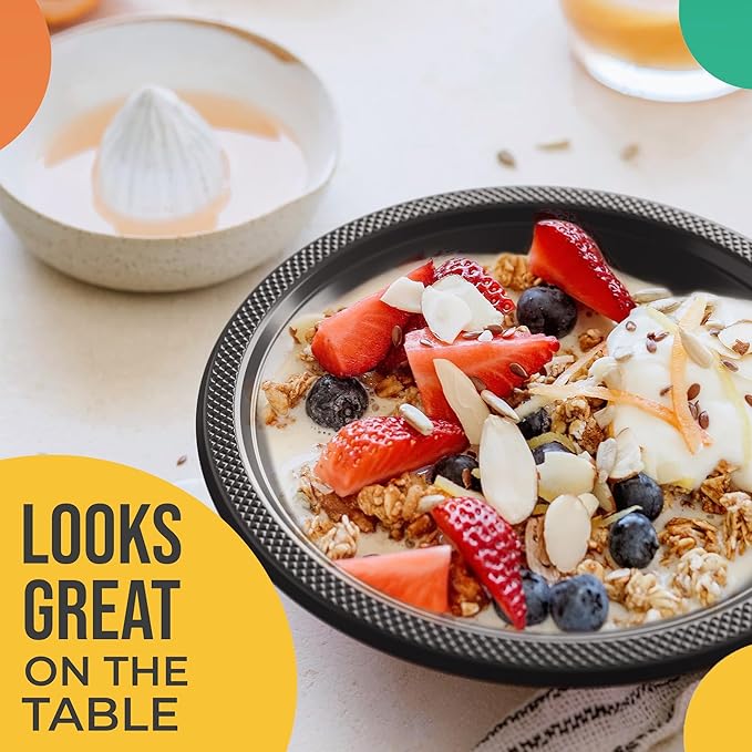 Party Solids 12 Oz Black Plastic Bowls Disposable Bowls for Hot Food Soup 50 Pcs - For Soup, Salad, Cereal, Desserts & Party Supplies