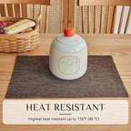 Softalker Faux Linen Placemats Set of 6-12 x 18 Inch, Heat Resistant Double Layered Durable Burlap Farmhouse Place Mats, Non-Slip Washable Rustic Table Mats for Dining, Kitchen, Party（Dark Brown