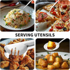 65PCS Silverware Set for 8 with Flatware Drawer Organizer, Stainless Steel Cutlery Set with Steak Knives, Include Spoons and Forks Set & Serving Utensils, Mirror Polished, Silver