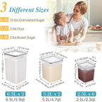 Vtopmart 10 PCS Flour and Sugar Storage Container, Large Airtight Food Canisters with Lids for Kitchen, Pantry Organization, BPA Free, Black