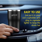 Wagan EL6101 12V Travel Car Heated Mug Portable 16oz Stainless Steel Anti-Spill Lid Slip Resistant Base Car Coffee Warmer Coffee Cup (Black)