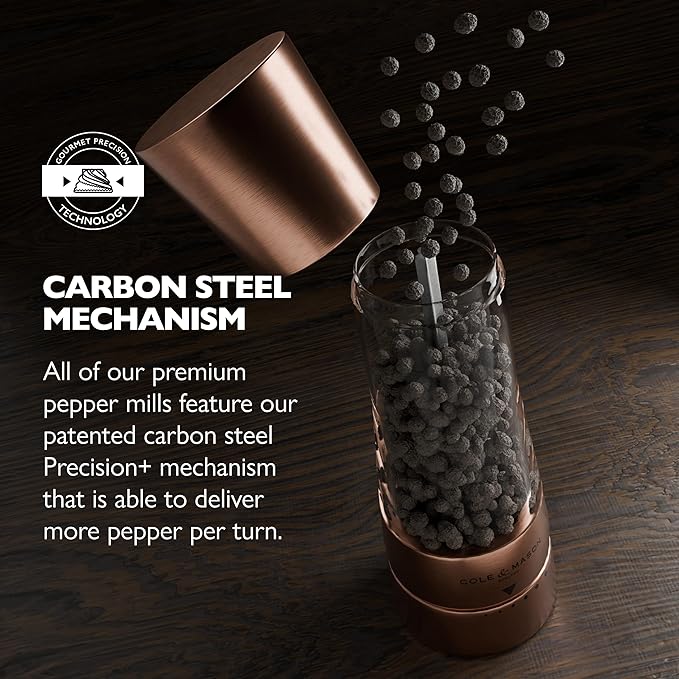 Cole & Mason Derwent Grinder Set - Precision Mechanisms and Sea Salt and Peppercorns Mills - Derwent Salt and Pepper, Copper