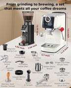 Tuni E2 𝑬𝒔𝒑𝒓𝒆𝒔𝒔𝒐 𝑴𝒂𝒄𝒉𝒊𝒏𝒆 with G1 Noir 𝑪𝒐𝒏𝒊𝒄𝒂𝒍 𝑪𝒐𝒇𝒇𝒆𝒆 𝑮𝒓𝒊𝒏𝒅𝒆𝒓 Combo Set, 20Bar 58mm Dual Boiler Coffee Maker, 48 Grinding Settings Burr Mill