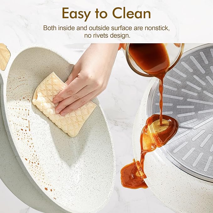 SENSARTE Nonstick Ceramic Saute Pan 12-Inch, 5QT Non-toxic Deep Frying Pan Skillet with Lid, Healthy No Teflon Cookware, Stay Cool Handle, Induction Compatible, PFAS Free