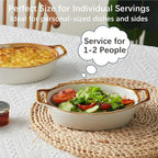 Au Gratin Baking Dish, Ceramic Oval Baking Dishes with Handles, 20 oz Small Casserole Dishes for Oven, 6x8 Individual Baking Dishes for Oven, Single Serving Dishes for 1-2 People, Set of 4, Brown Rim