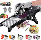 Adjustable Mandoline Slicer Mandoline Slicer for Kitchen with Cut-Resistant Gloves,Potato Slicer, Vegetable Slicer, Mandoline French Fry Cutter Stainless Steel Vegetable Chopper