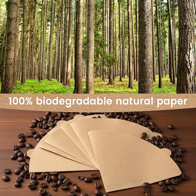 Niveaya 200 Count Cone Coffee Filters, Size 02 Natural Unbleached Paper Coffee Filter, Disposable Cone Filters for Pour Over and Drip Coffee Maker (2-4Cup)