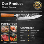 8 inch Kitchen Chef's Knife, German High Carbon Stainless Steel Sharp Knife, Professional Meat Knife with Brazilian Rosewood Handle and Gift Box for Family & Restaurant