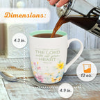 Christian Art Gifts Inspirational Ceramic Coffee & Tea Scripture Mug for Women: Trust in the Lord Encouraging Bible Verse, Microwave & Dishwasher Safe Lead-free, Multicolor Floral, Light Green, 12 oz.