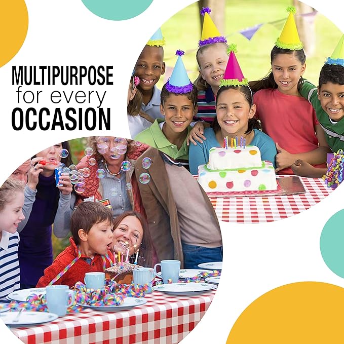 Exquisite Party Solids 54 Inch X 300 Feet Red Gingham Plastic Table Cover Roll in A Cut - to - Size Box with Convenient Slide Cutter. Cuts Up to 36 Rectangle 8 Feet Plastic Disposable Tablecloths