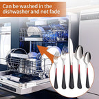 20 Piece Black Red and Silver 18/0 Flatware Utensil Set for 4, Include Dinner Knife,Dinner Forks,Dinner Spoons,Salad Forks,Teaspoons,Silverware Set for 4, Dishwasher Safe