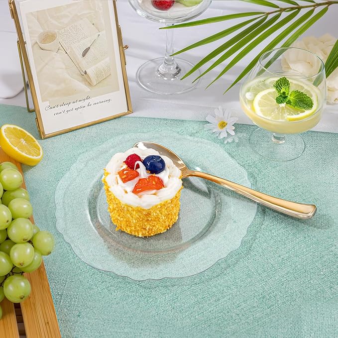 WDF 60pcs Clear Plastic Dessert Plates Disposable -7.5inch Small Disposable Clear Cake/Appetizer/Dessert Plastic Plates for Wedding, Party