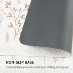 QIYI Placemats Set of 6, 12x18 Inch PU Leather Place Mats for Kitchen Dinning, Heat Resistant Anti Slip Floral Table Mats, Waterproof Wipeable Washable Placemat Party Beige Table Décor, Pink Flowers