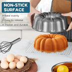 Onader 10 Inch Nonstick Cake Pan, 2 Pack Round Fluted Tube Pans for Baking Pound Cake, 10 Cups Large Capacity Baking Mold, Gray