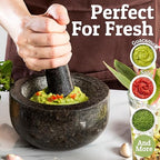 Priority Chef Heavy Duty Large 2 Cup Mortar and Pestle Set,100% Granite, Non Slip Base, Make Fresh Guacamole, Salsa, Pesto, Stone Grinder Bowl, Herb Crusher, Spice Grinder, 6.3 Inch Size, Black