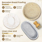 Sourdough Starter Kit with Cotton Rope Banneton Basket & Jar, Bread Baking Supplies and Tools Set, Complete Sourdough Bread Making Kit, Baking Gift for Women Moms & Beginners