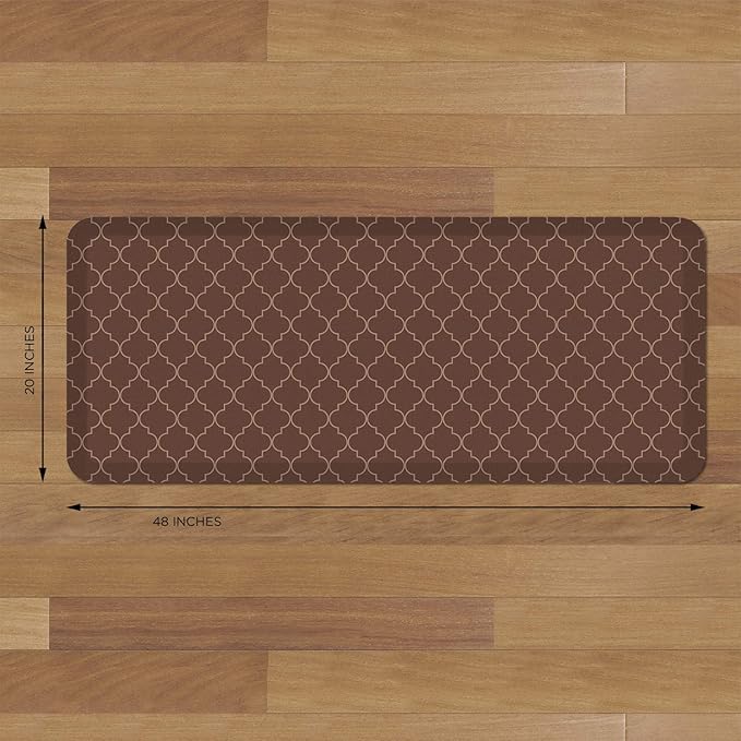 GelPro Anti-Fatigue Designer Comfort Kitchen Floor Mat, 20x48, Trellis Walnut Stain Resistant Surface with 3/4” Thick Ergo-Foam Core for Health and Wellness