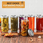 Mason Jars Wide Mouth 24oz, 12 pack Glass Pickle Canning Jars Food Storage With Airtight Mason Jar lids and Bands for Canning, Preserving, Fermenting, Pickling, DIY Projects (12)