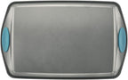 Rachael Ray Bakeware Nonstick Cookie Pan Set, 3-Piece, Gray with Agave Blue Grips