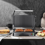 Panini Press Grill & Sandwich Maker - 2-Slice, 180° Adjustable Hinge, Non-Stick Aluminum Plates for Paninis, Quesadillas, Waffles & More, Easy to Clean, 850W Electric Griddle, Perfect for Kitchen